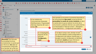 749 – Notificaciones Programadas y Generadas – Personalización de la cuenta del remitente