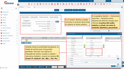 750 – Recibos – Variaciones de prima con recibo anterior