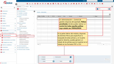 751 – Control de gestión – Pólizas paralizadas