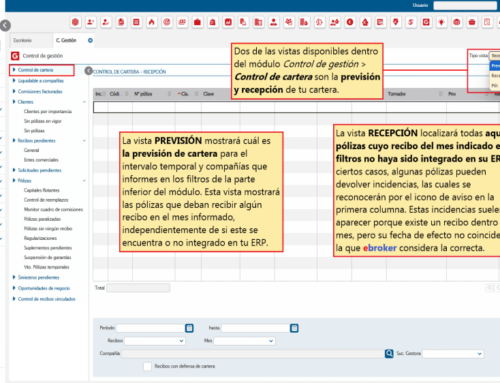 754. Control de cartera – Vistas PREVISIÓN y RECEPCIÓN